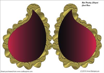 Red Paisley Shaped Card Base