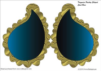 Turquoise Paisley Shaped Card Base