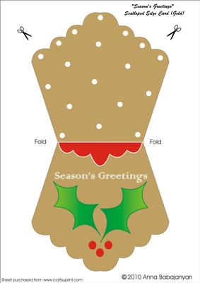 Season's Greetings Scalloped Edge Card (gold)
