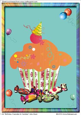 A4 "birthday Cupcake & Candies" (sky Blue)