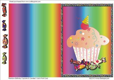 Rainbow Birthday Cupcake & Candies