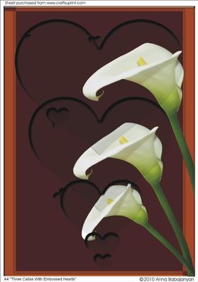 A4 "three Callas with Embossed Hearts"