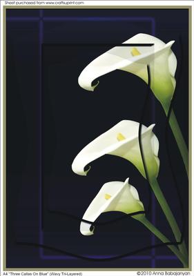 A4 "three Callas on Blue" (wavy Tri-layered)