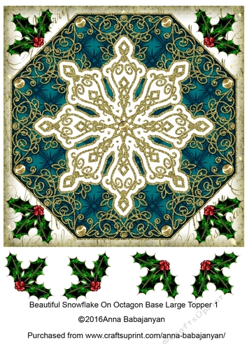 Beautiful Snowflake On Octagon Base Large Topper 1