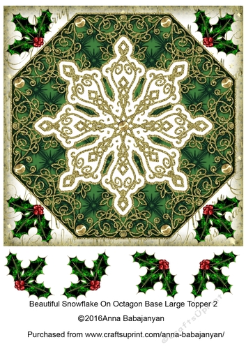 Beautiful Snowflake On Octagon Base Large Topper 2