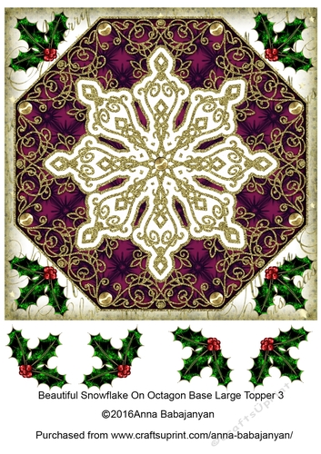 Beautiful Snowflake On Octagon Base Large Topper 3