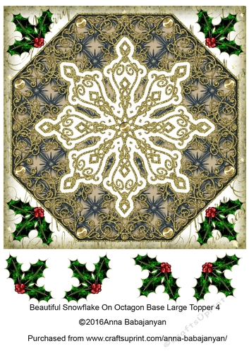 Beautiful Snowflake On Octagon Base Large Topper 4