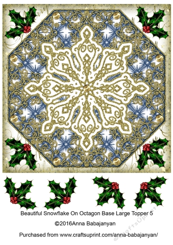 Beautiful Snowflake On Octagon Base Large Topper 5