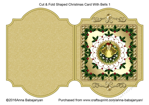 Cut & Fold Shaped Christmas Card With Bells 1