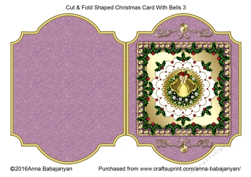 Cut & Fold Shaped Christmas Card With Bells 3