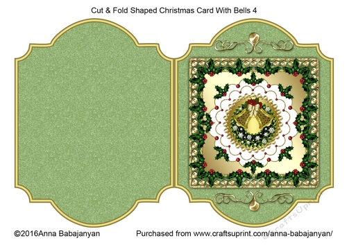 Cut & Fold Shaped Christmas Card With Bells 4