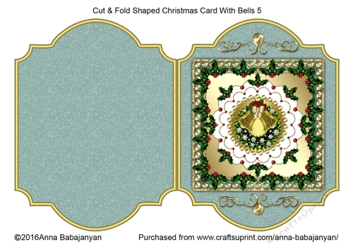 Cut & Fold Shaped Christmas Card With Bells 5