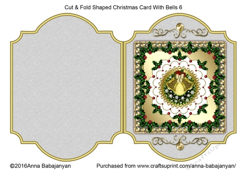Cut & Fold Shaped Christmas Card With Bells 6