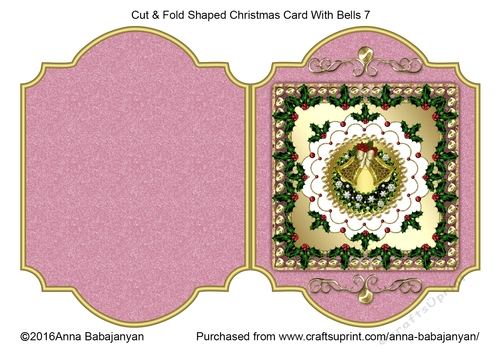 Cut & Fold Shaped Christmas Card With Bells 7
