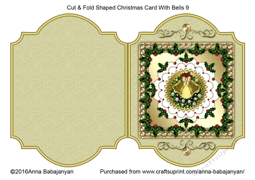 Cut & Fold Shaped Christmas Card With Bells 9