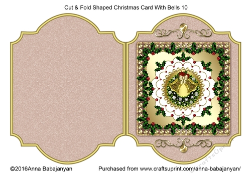 Cut & Fold Shaped Christmas Card With Bells 10