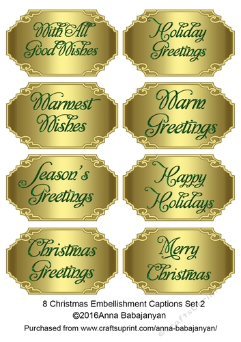 8 Christmas Embellishment Captions Set 2