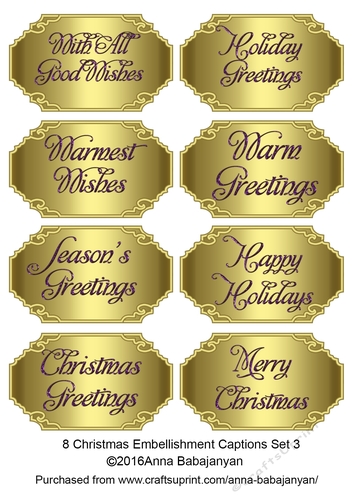 8 Christmas Embellishment Captions Set 3