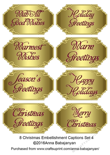 8 Christmas Embellishment Captions Set 4