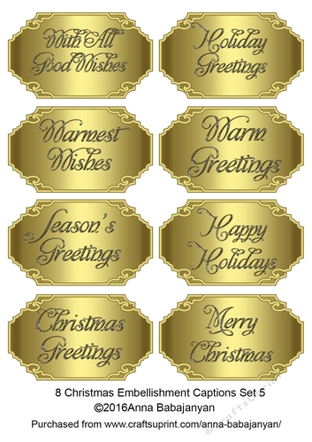 8 Christmas Embellishment Captions Set 5