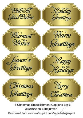 8 Christmas Embellishment Captions Set 6