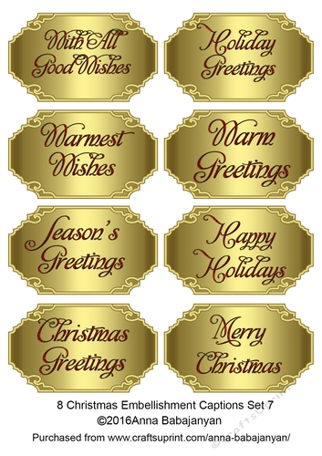 8 Christmas Embellishment Captions Set 7