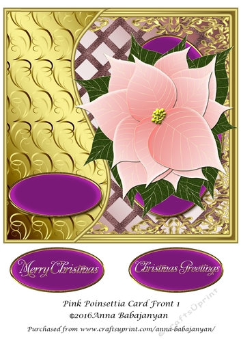 Pink Poinsettia Card Front 1