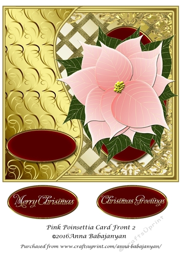 Pink Poinsettia Card Front 2