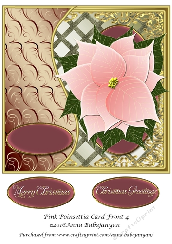 Pink Poinsettia Card Front 4