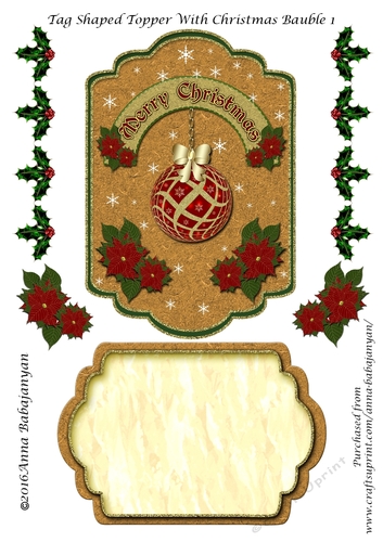 Tag Shaped Topper With Christmas Bauble 1