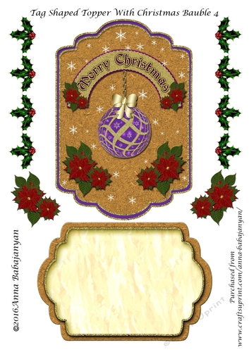 Tag Shaped Topper With Christmas Bauble 4