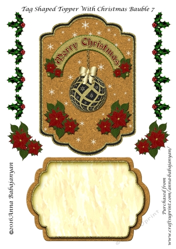 Tag Shaped Topper With Christmas Bauble 7