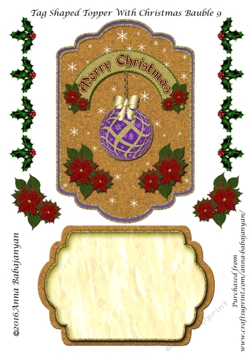 Tag Shaped Topper With Christmas Bauble 9