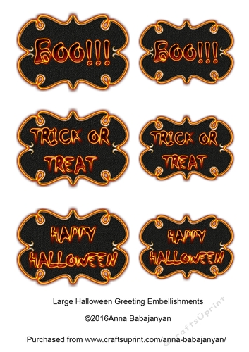 Large Halloween Greeting Embellishments