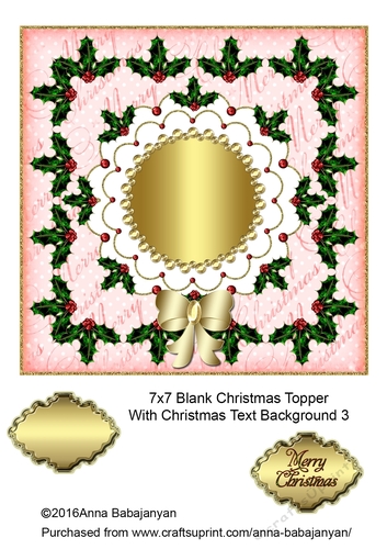 7x7 Blank Christmas Topper With Christmas Text Background 3