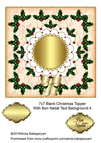 7x7 Blank Christmas Topper With Bon Nadal Text Background 4