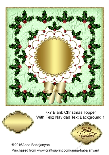 7x7 Blank Christmas Topper With Feliz Navidad Text Background 1