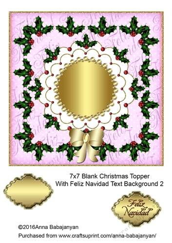 7x7 Blank Christmas Topper With Feliz Navidad Text Background 2