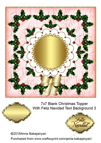 7x7 Blank Christmas Topper With Feliz Navidad Text Background 3