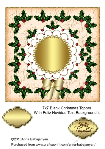 7x7 Blank Christmas Topper With Feliz Navidad Text Background 4