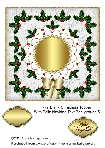 7x7 Blank Christmas Topper With Feliz Navidad Text Background 5