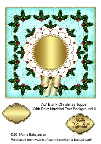7x7 Blank Christmas Topper With Feliz Navidad Text Background 6