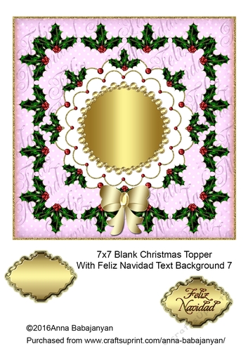 7x7 Blank Christmas Topper With Feliz Navidad Text Background 7