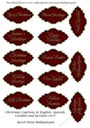 Christmas Captions in English, Spanish, Catalan and German Set 6