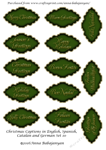 Christmas Captions in English, Spanish, Catalan and German Set 10