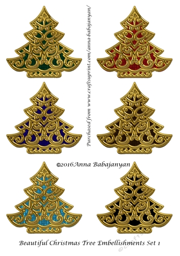 Beautiful Christmas Tree Embellishments Set 1