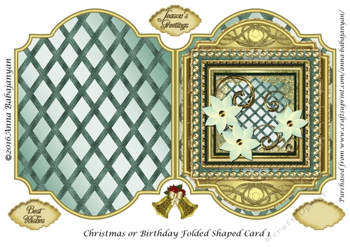 Christmas or Birthday Folded Shaped Card 1