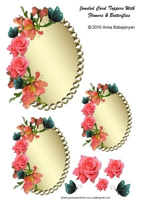 Jeweled Card Toppers with Flowers & Butterflies