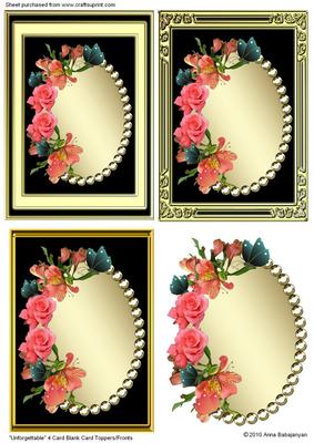 Unforgettable 4 Blank Card Toppers/fronts