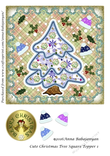 Cute Christmas Tree Square Topper 1